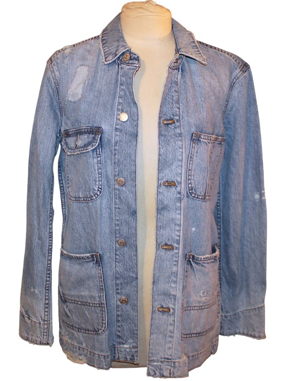 Madewell Denim Chore Jacket S NWT Blue Distressed Utility Workwear Shacket